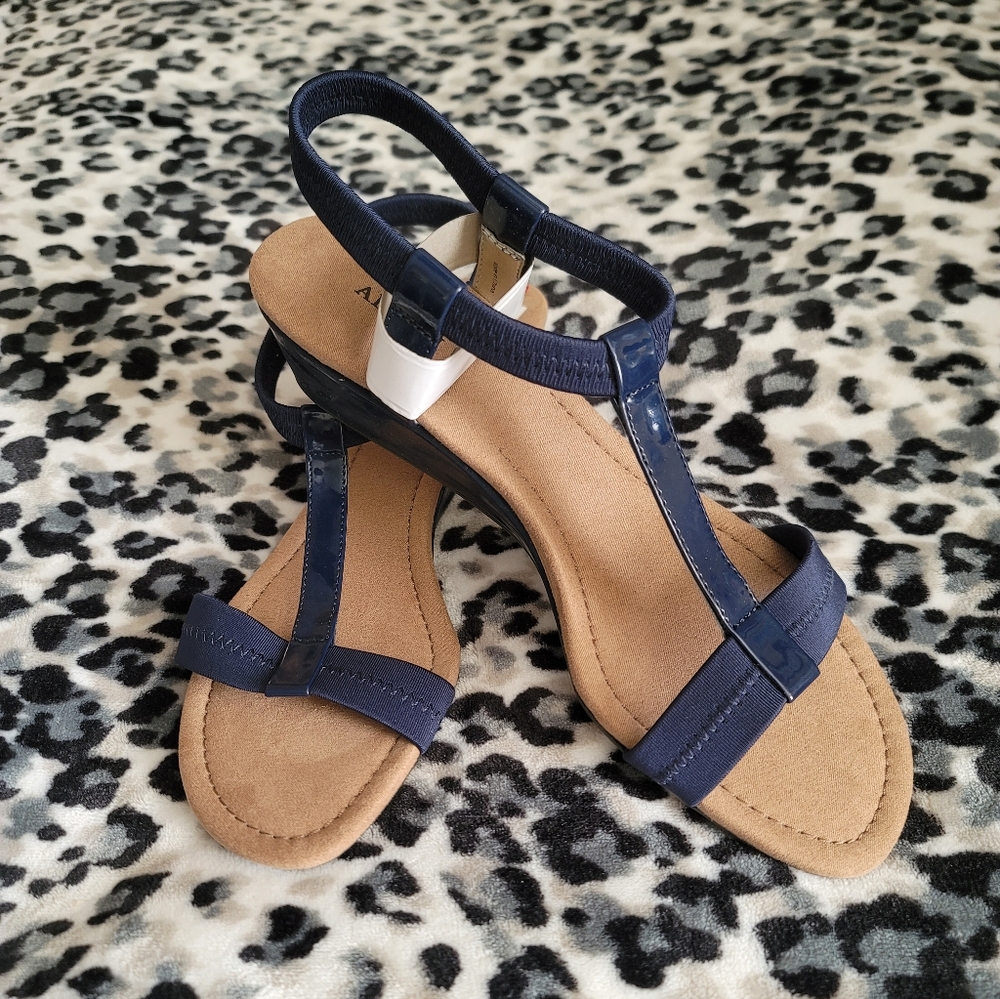 Alfani Navy and Tan Sandals